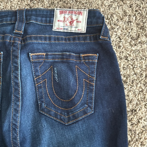 True Religion Jeans Skinny Gold Sequins Distressed SZ 29 Y2K - Picture 8 of 12